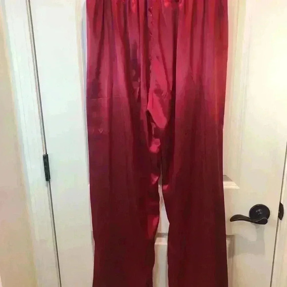 Lonxu Women’s XL Silky Satin Wine Pajama Set Button Front L/S - Picture 4 of 9